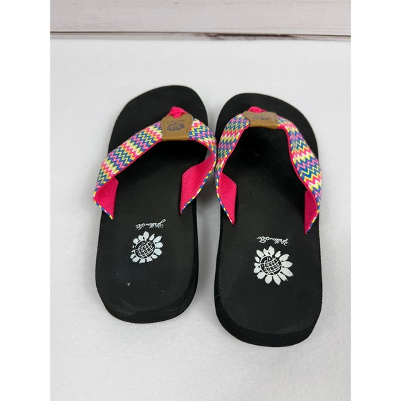 Yellow‎ Box Chevorn Flip Flop Sandals Bright Colorful Size 6 - Picture 4 of 5